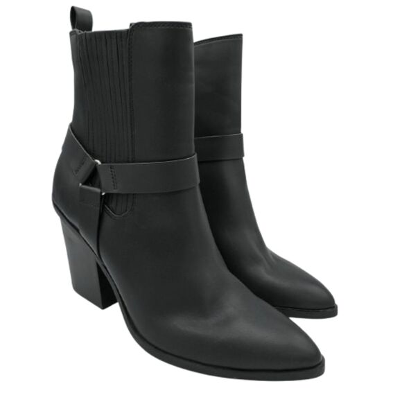 NEW Dolce Vita Nilano Black Vegan Leather Harness Heeled Boots Size 9B - Picture 1 of 6